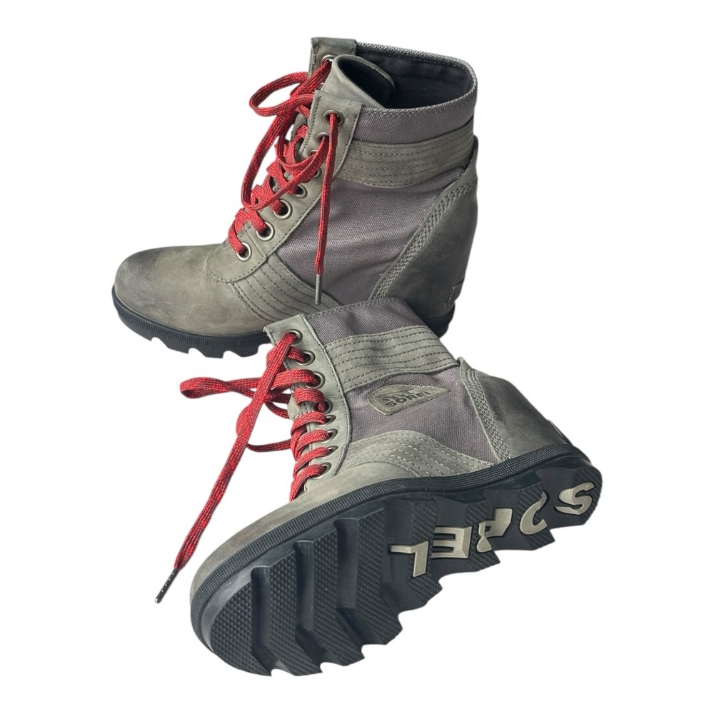 Sorel Lexie Wedge waterproof upper lace up in Quarry grey color | Size 7 - Picture 1 of 16